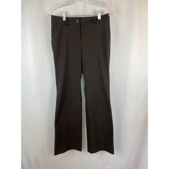 Ann Taylor Women's 0P Signature Black Brown Straight Leg Dress Pants Work Career - Picture 1 of 10